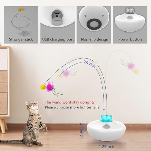 Oxawo Interactive Cat Toys Cat Exercise Tumbler, Rechargeable Cat Toys for Indoor Cats Spin Butterfly Game Teasing Kitty, ...