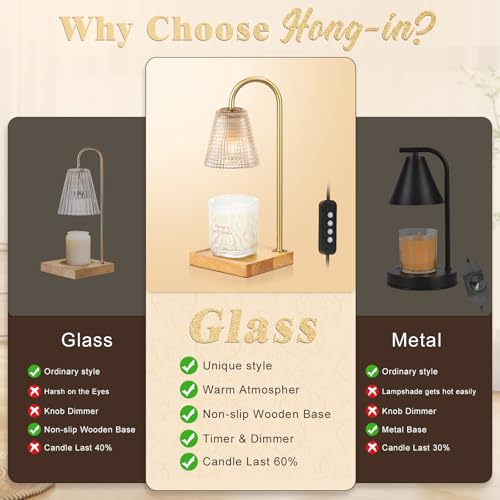 Hong-in Candle Warmer Lamp with Timer Dimmer,Birthday Gifts for Women Mom Sister,House Warming Gifts New Home Room Decor,V...