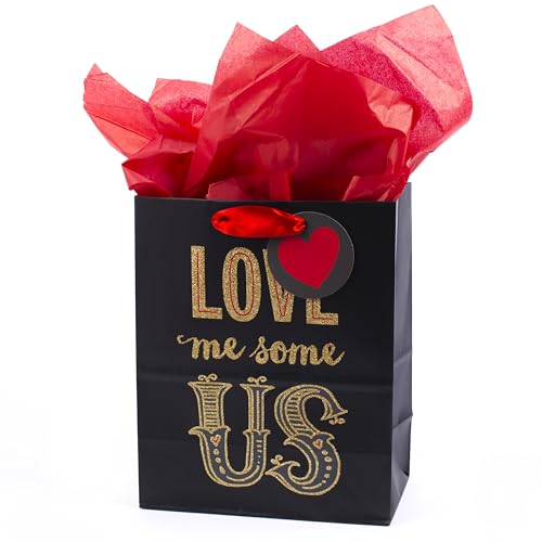 Hallmark Mahogany 9" Medium Gift Bag with Tissue Paper (Love Me Some Us) for Anniversary, Valentines Day and More