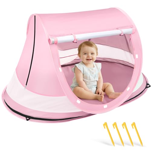 Baby Beach Tent, Pop Up Beach Tent Sun Shade for Beach, UPF 50+ UV Protection Sun Shelters for Infants with Carry Bag for ...