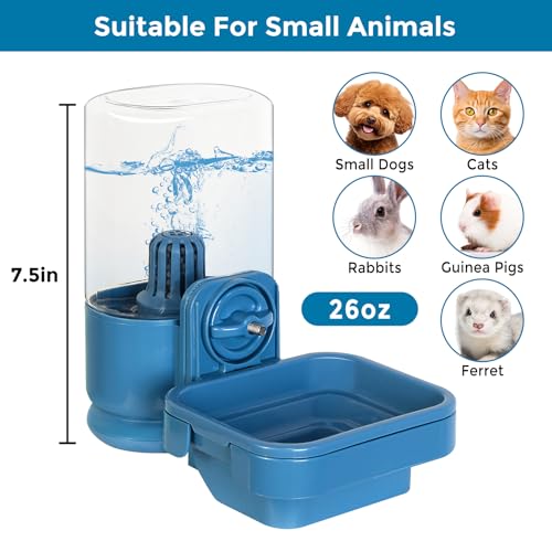 VANNON Small Animal Filter Water Dispenser for Crate, 26oz Water Bottle for Cage, BPA Free and Anti-Overeflow Pet Water Bo...