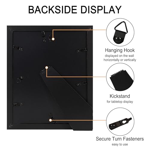 SZYUU 8x10 Picture Frame Set of 4, High Definition Real Glass, Display Pictures 5x7 with Mat or 8x10 Without Mat, Gallery ...