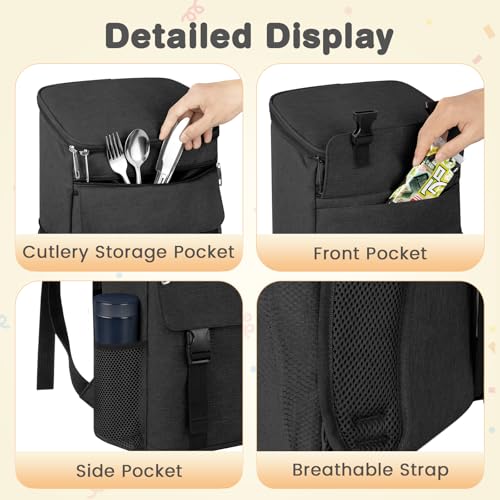 Backpack Cooler, 30 Cans Insulated Lunch Backpack for Men & Women, Portable Leak Proof Cooler Bag for Work Office Picnic B...