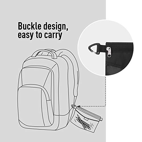pack all Water-Resistant Material Zipper Pouch, Mesh Zipper Bags for Storage, Travel, Office (Black, Small)