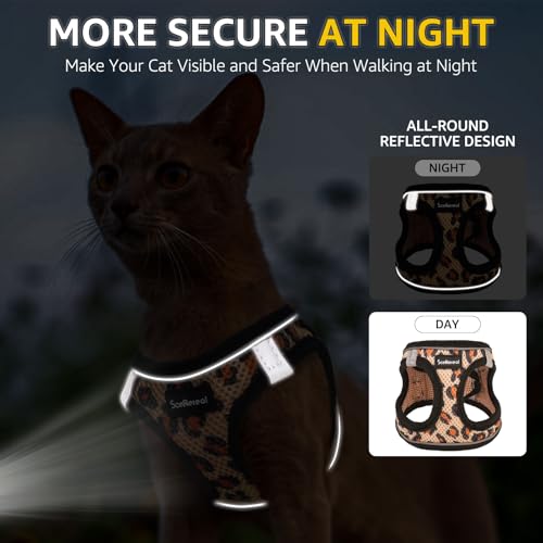 SCENEREAL Cat Harness & Leash Set Escape Proof - Adjustable Air Mesh Vest with Reflective Strips for Kittens, Puppies, Rab...
