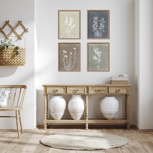 Heiple Framed Boho Wall Art Set of 4 Wooden Wall Art for Rustic Vintage Farmhouse Home Living Room Bedroom Bathroom Kitche...