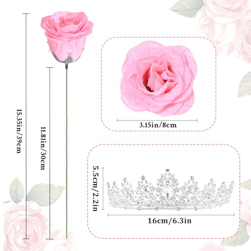 Waipfaru Glitter Roses Bouquet,Birthday Gifts for Women Mom,DIY Fake Flowers Bouquet with Birthday Stand-Up Signs,36 Pink ...