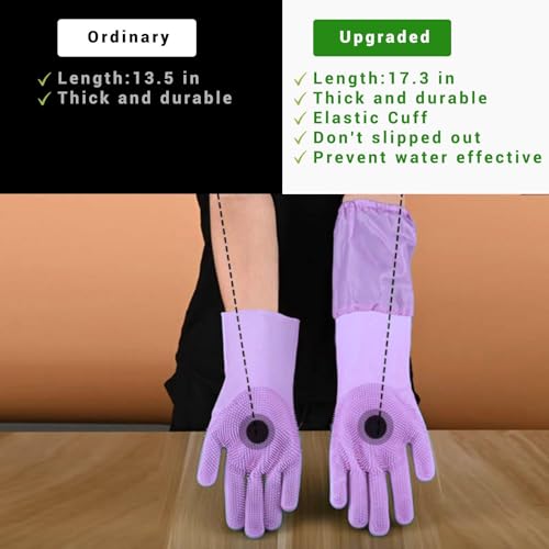 GALYNA Dog Washing Gloves, Pet Grooming Gloves with Soft Brushes, Bathing and Massaging for Dogs and Cats, Silicone Heat R...