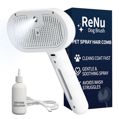 3 In 1 Self Cleaning Steamy Pet Brush, Pets Spray Hair Removal Comb - Anti-Static, Dog Grooming Tool with Steam & Self-Cle...