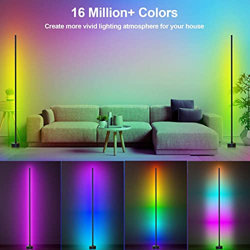 Miortior Corner Floor Lamp, 2 Pack LED Corner Lamp with App/Remote/Button Control, Smart RGB Floor Lamp with 16 Million DI...
