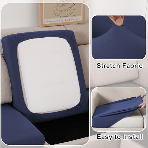 TOPYUMH 100% Waterproof Couch Cushion Covers Chair Seat Cover, Stretch Sofa Cushion Covers for Sectional Sofa, Reversible ...