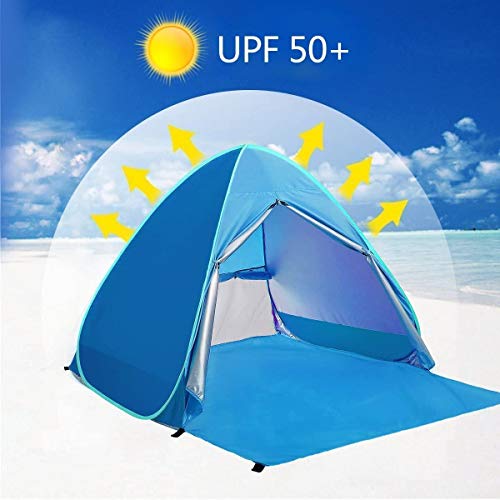 Pop Up Beach Tent Shade Sun Shelter UPF 50+ Canopy Cabana 2-3 Person for Adults Baby Kids Outdoor Activities Camping Fishi...