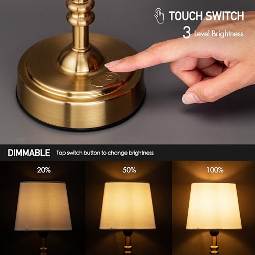 O’Bright Seraph mini – Cordless LED Table Lamp with Dimmer, Built-in Rechargeable Battery, 3-Level Brightness, Patio Table...