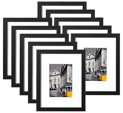 eletecpro 8x10 Picture Frames Set of 10 with Clear Acrylic Cover, Gallery Wall Decor, Displays 5x7 Photos with Mat or 8x10...