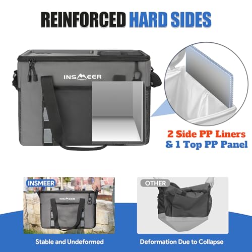 INSMEER Soft Cooler Bag with Hard Shell & 2 Cup Holders, Portable 40L/70 Cans Collapsible Cooler Bags Insulated with Leakp...