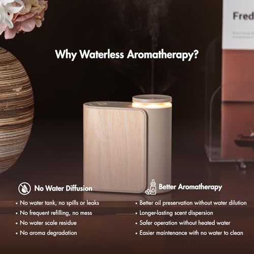 ZMARKRAFT® Waterless Essential Oil Diffuser w Solid Wood Cover 3 Timers 2 Mist Modes, Auto-Off Quiet Dual Fluid Aroma Diff...