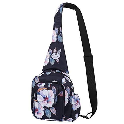 HUA ANGEL Floral Sling Bag, Small Lightweight Crossbody Shoulder Chest Bag for Men & Women Compact Travel Hiking Mini Daypack