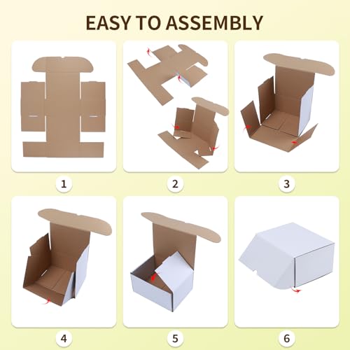 WIFTREY 40 Pack 6x4x3 Small Shipping Boxes for Packing Small Business, White Corrugated Cardboard mailing Box for Shipping