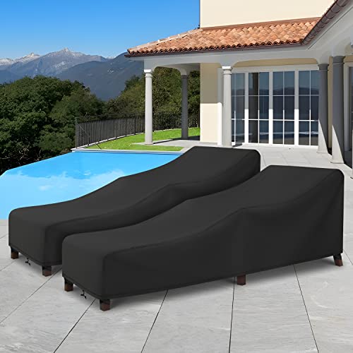 Arcedo Patio Chaise Lounge Cover Waterproof, 2 Pack of Pool Lounge Chair Covers for Outside Stackable Cushions and Outdoor...