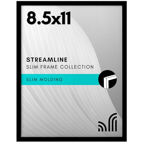 Americanflat 8.5x11 Picture Frame with Shatter-Resistant Glass - Streamline Collection - Thin Border Photo Frame for Table...