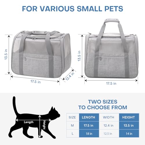 JUNGYOUN Premium Cat Carrier - Pet Carrier for Cat & Small Dogs up to 15lbs - Airline Approved Travel Dog Carrier with ...