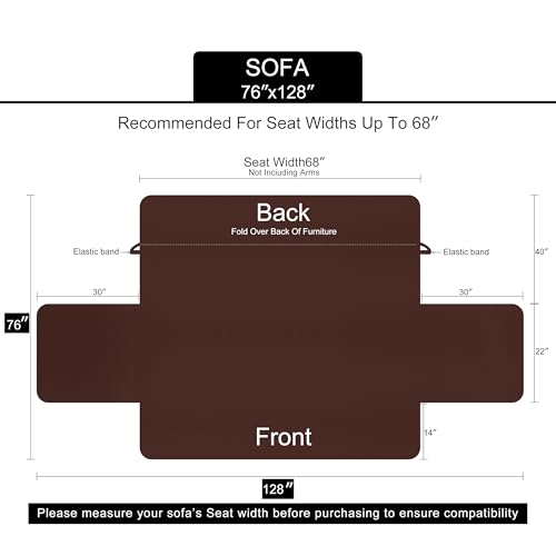 U-NICE HOME Reversible Sofa Cover Washable Couch Cover for Dogs Friendly with Elastic Straps Water Repellent Furniture Pro...