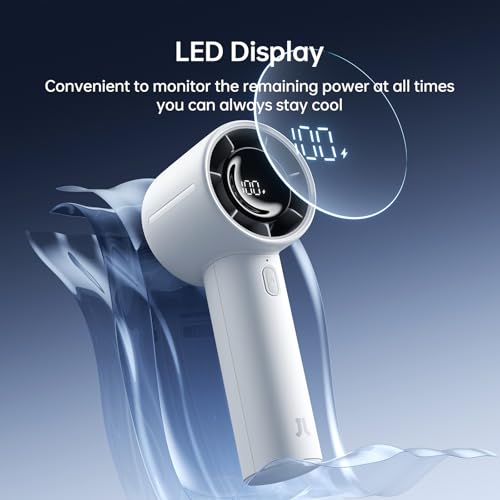 JISULIFE Handheld Turbo Fan Life10s, 5000mAh Rechargeable Portable Fans,Up to 28 Hours Working,5 Speed Strong Wind,Persona...