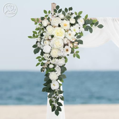 Odouzy Wedding Arch Flowers,Artificial Flower Arch Decor,2pcs Artificial Flower Arrangement for Wedding Decor Reception Ba...