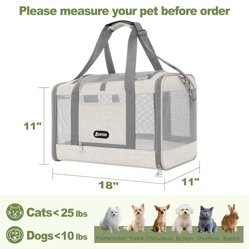 GAPZER Cat Carrier American Airline Approved 18x11x11, Top Opening Sturdy Soft Pet Carrying Bag See Through, Mini Dog Hard...