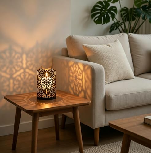 Hosley's Set of 2 Flower 7" High Cut Bronze Candle Holder & Lantern. Ideal for Use with Hosley Highly Scented Candles, Jar...