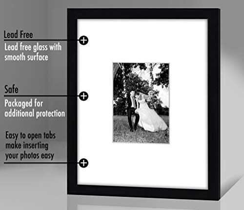 Americanflat 11x14 Picture Frame with Shatter-Resistant Glass - Use as 5x7 Frame with Mat or Display 11x14 Photo Without M...