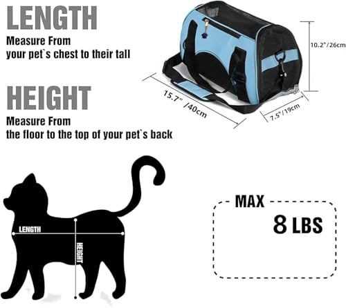 ZaneSun Cat Carrier,Soft-Sided Pet Travel Carrier for Cats,Dogs Puppy Comfort Portable Foldable Pet Bag Airline Approved (...