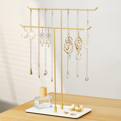 bussdis Necklace Stand Aesthetic Necklace Holder: Metal Necklace Organizer for Home Decor, Gold