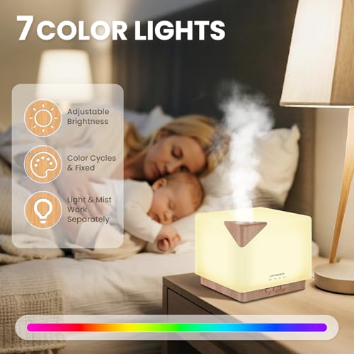 URPOWER Aromatherapy Essential Oil Diffuser Humidifier, 700ml Large Capacity Modern Ultrasonic Aroma Diffusers Running 20+...