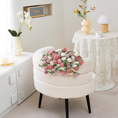 Crochet Flower Bouquet Throw Blanket, Handmade Knitted Blanket with Rose Flowers, Cute Romantic Gift for Her Girlfriend Mo...