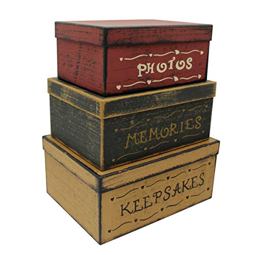 CVHOMEDECO. Primitive Vintage Rectangular Photos, Memories, Keepsakes Cardboard Nesting Boxes, Large 12 X 9 X 5-1/2 Inch. ...
