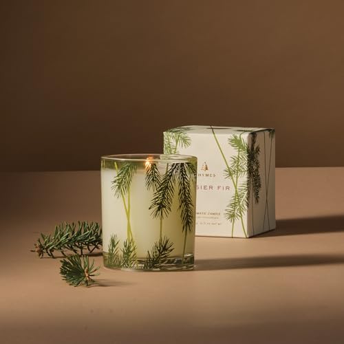 Thymes Frasier Fir Pine Needle Candle – Holiday Candles for Home Scented with Notes of Crisp Siberian Fir, Cedarwood & San...