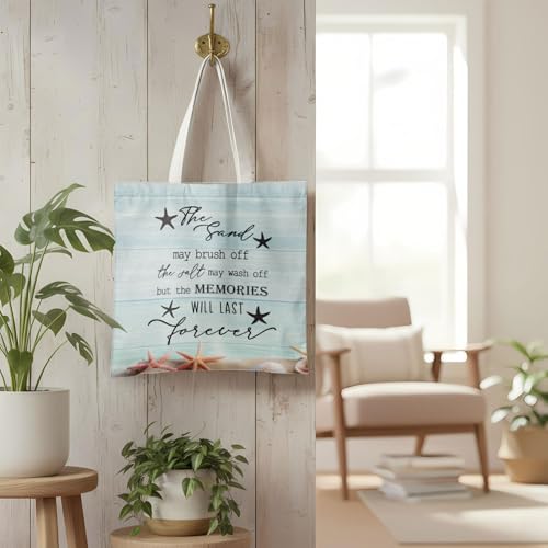 YRDBGHZDF Rustic Coastal Beach Tote Bag, Beach Lover Gifts Canvas Tote Bags for Women, Ocean Themed Gifts, the Sand May Br...