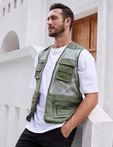 Gihuo Men's Fishing Safari Vest with Pockets for Summer Travel