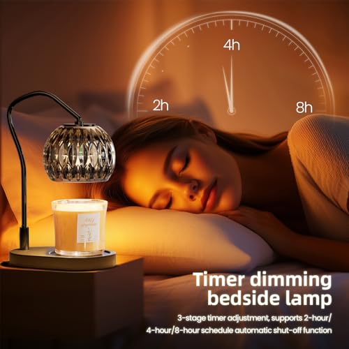 WYghyronic Candle Warmer Lamp with Timer & 4-Level Dimmer, Electric Wax Warmer for Jar Candles, Black Home Decor with 2 Bu...