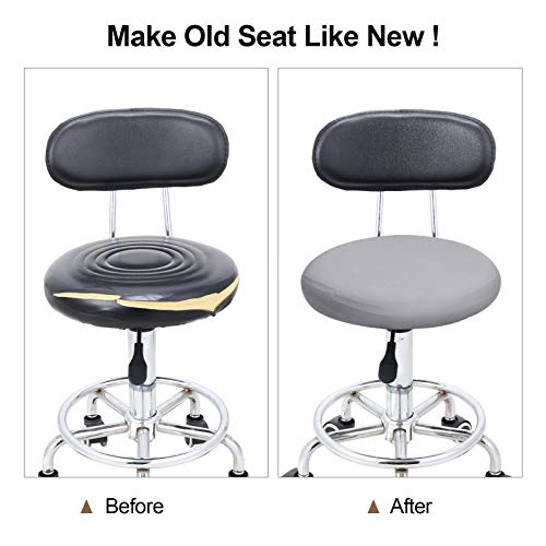 Tatuo Round Bar Stool Seat Covers Washable Stool Cushion Slipcover Elastic Bar Chair Covers for 14-17 Inch Chair (Gray, 4 ...