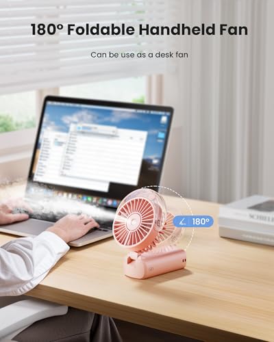 Gaiatop Portable Misting Fan, 180° Foldable Handheld, 3 Speeds USB Rechargeable, Spray Water Mist with LED Digital Displa...