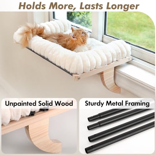 valigogo Cloud-Soft Cat Window Sill Perch with Zipper Designed Cushioned Bed, Supportive Cat Window Seat with Premium Soli...