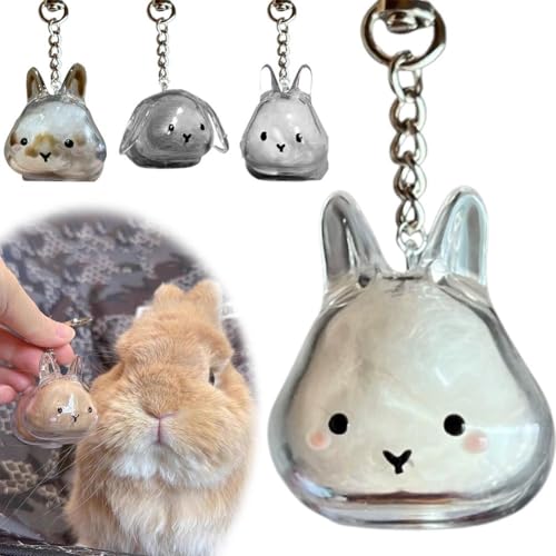 Bunny Fur Keepsake Keychain, Transparent Rabbit Hair Storage Bottle, Pet Hair Container Keychain, Bunny Lover Collecting Gift