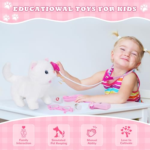 Doctor Kit for Girls -Vet Play Sets for Kids, Pretend Play Doctor Set with Pet Cage and Kitten Toy, Doctor Play Gift for K...