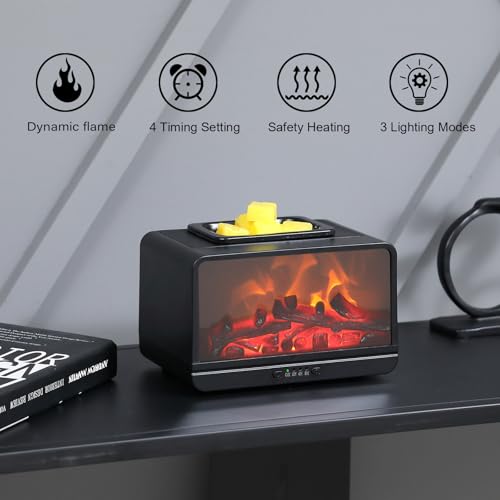 MeplLivs Dynamics Flame Fireplace Electric Wax Melt Warmer PTC Heating Plate Monochromatic Wax Burner Fragrance Wax Warmer...