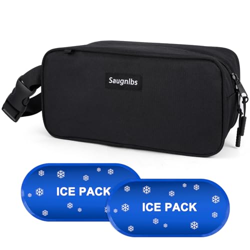 Saugnlbs Small Cooler Bag,Mini Cooler Bag with Ice Packs,Insulated Lunch Bag with Handle Buckle,Freezable Lunch Bag for Tr...