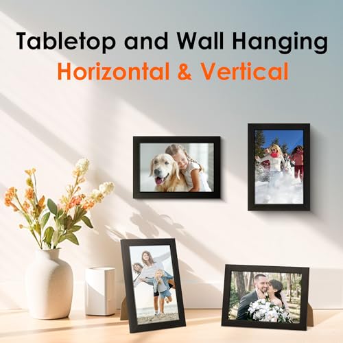 FIXSMITH 4x6 Picture Frame Set of 4, 4x6 Photo Frames with HD Plexiglass for Wall Hanging or Tabletop Display, Black