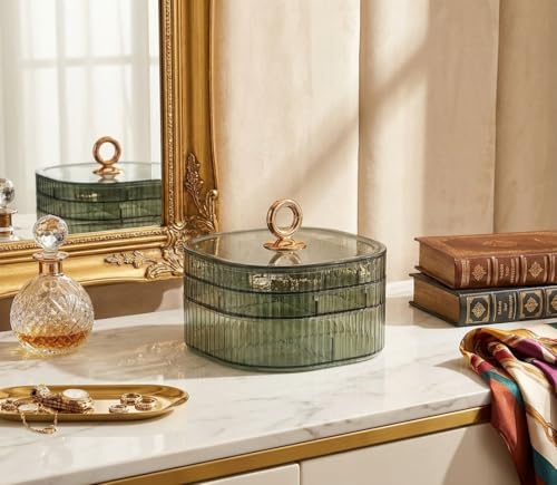 HALAFE Jewelry Box, 3-Layer Acrylic Jewelry Organizer with Handle, Clear Jewelry Boxes for Women Girls, Make up Organizer,...