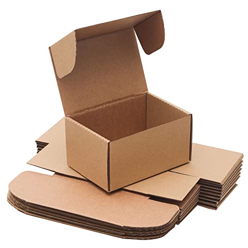 10 Pack Small Shipping Boxes 6x4x3'' Corrugated Small Cardboard Boxes for Shipping, Recyclable Packaging Boxes for Busines...